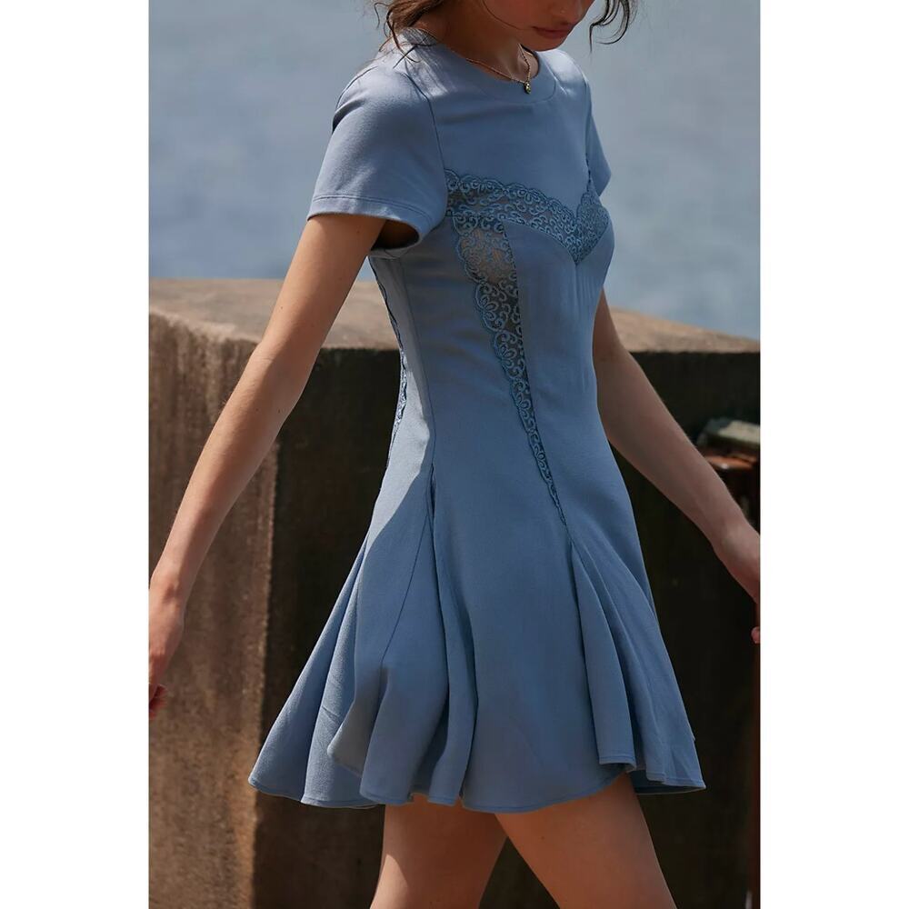 NWT $128‎ Free People Cruz Mini Dress Blue Size Small